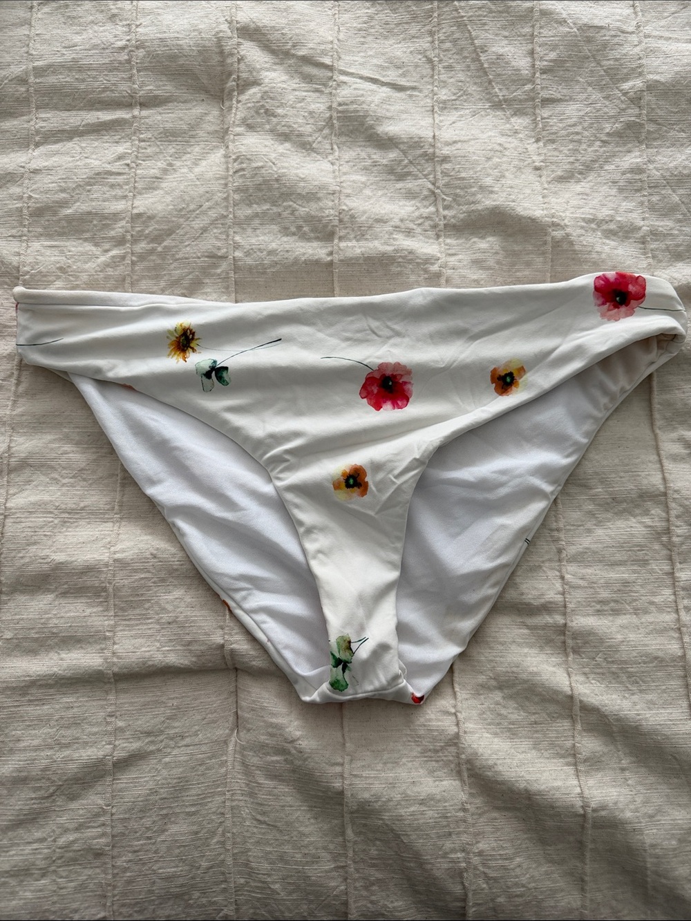 Women' Large White Floral Bikini Bottom